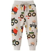 Toddler Boys Pants Sweatpants Drawstring Animal Print Elastic Dinosaur Car Pants Pants For Boys 18M-24M